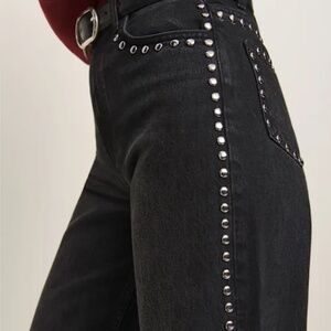 Reformation Cary High Rise Slouchy Wide Leg Jeans Black - Size 30